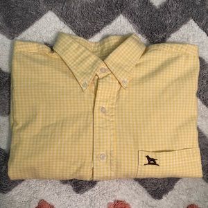 Men’s yellow plaid button-down shirt